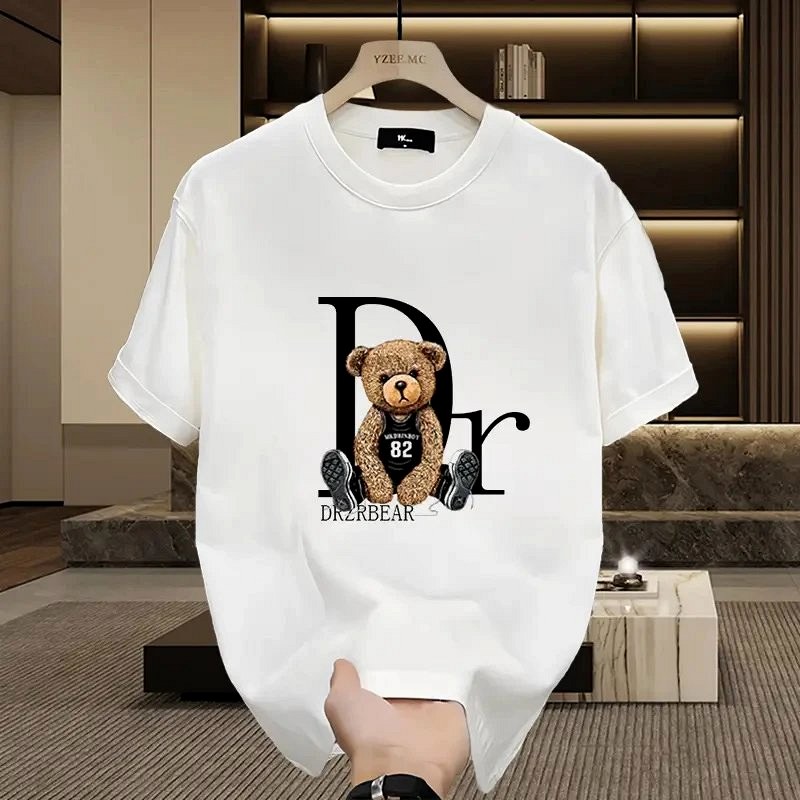 Dior Bear Graphic White T-Shirt Review: 230g Cotton, Loose Fit, Heat-Transfer Print