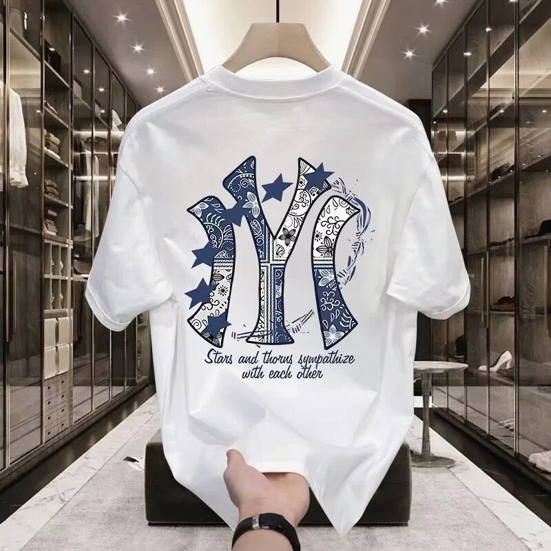 MLB Blue Printed Streetwear T-Shirt Review: Milk-Silk Hand-Feel, Back-Print Alignment and Fit Notes on a $3.73 Tee