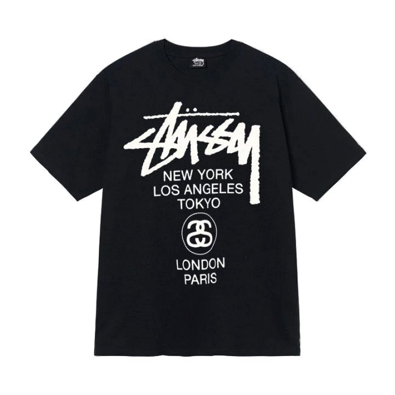 Stussy Letter-Print Black T-Shirt Review: A 250–300 gsm Cotton Tee in a Loose Cut